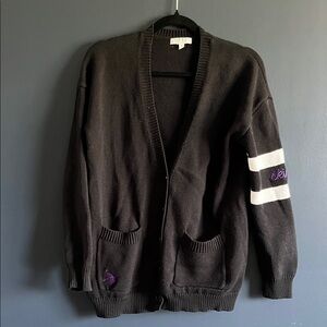 MN Vikings Collegiate Black Cardigan with Purple Accents